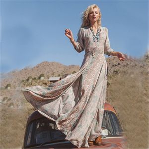 Sukienki wiosenne i letnie Modne Temperament Odzież damska Wysokiej Jakości Długa Spódnica Czeski Sukienka Vintage Odzież
