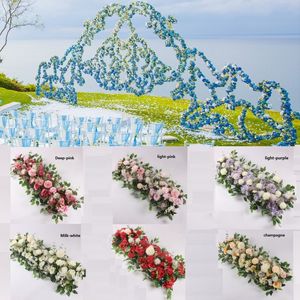 50 cm DIY Künstliche Bogen Blumen Reihe Acanthosphere Rose Eukalyptus Hochzeit Dekor Rose Pfingstrose Hortensie Pflanze Ornament