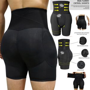 Mężczyźni Wysoka Paistia Shapers Bokser Krótki Odchudzanie Ciała Shaper Shorts Tummy Control Panties Butt Lifter Shapewear Fitness Kształtowanie Bielizna S-6XL