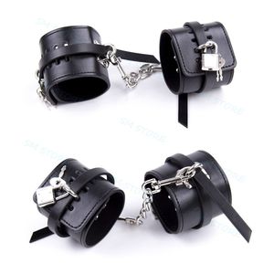 Bondage New Style Padlock Handcuffs Wrsit Anklets Cuff Restriants Shackle Fetters Set #R52