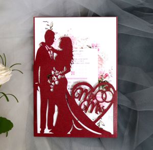 الليزر قطع دعوات الزفاف متعدد الألوان مع عاشق مخصصة جوفاء للطي بطاقات دعوة الزفاف شخصية BW-HK317