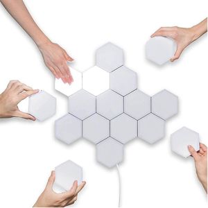 DIY Quantum Lamp Touch Sensor Modular Hexagonal LED Night Light Magnetic Hexagons Creative Dekoration för hem UK AU-kontakt