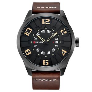Relogio Masculino CURREN Luxury Brand Sports Wristwatch Display Date Mens Quartz Watch Leather Strap Waterproof Male Clock