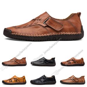 Ny Hand Stitching Mäns Casual Shoes Set Foot England Peas Skor Läder Skor Låg Stor Storlek 38-48 Tjugoåtta