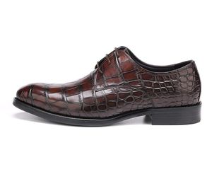 Różowy Brązowy Purpurowy Mężczyźni Buty Work Wear Wear Styl Round Toe Soft-Sole Cowhid Wedding Moda Oxfords Homme Black