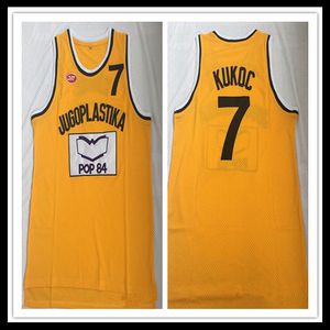 Мужская JugoPlastika Разделить фильм 7 Toni Kukoc Jersey Баскетбол Дешевые сшитые желтый Смешанный Размер заказа S-XXL