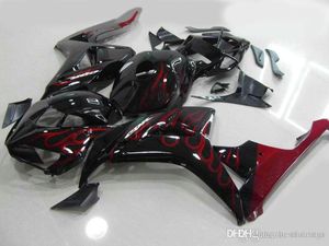 100 % passende Verkleidungen für Honda CBR1000RR 2006 2007, schwarze rote Flammen, Spritzguss-Verkleidungsset CBR 1000 RR 06 07 FF35