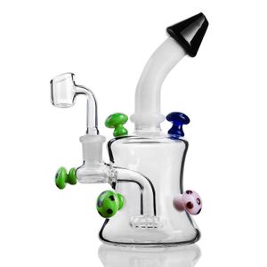 Bong a fungo Narghilè Bicchieri Pipa ad acqua Ashcatcher Vetro Bong ad acqua Chicha inebriante Piattaforme petrolifere Shisha Con banger 14mm 7,5 pollici