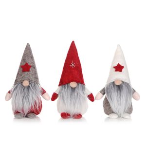 İyi Noeller Yıldız Şapka İsveçli Santa Gnome Peluş Bebekler Tablo Süsler El yapımı Elf Doldurulmuş Oyuncak Tatil Evi Parti Dekoru JK1910