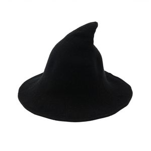 Cappello da strega diversificato lungo il berretto di lana di pecora Cappello da pescatore a maglia Cappello da pescatore a punta da strega di moda femminile per Halloween