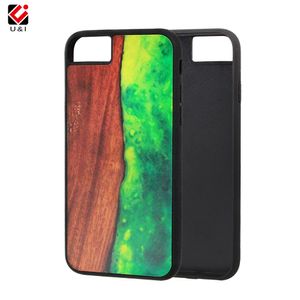 Creative Fashion Wood Resin TPU Shockproof Phone Cases dla iPhone 6S 7 8 Plus 11 12 Pro XS XR MAX Back Cover Case Hurtownie