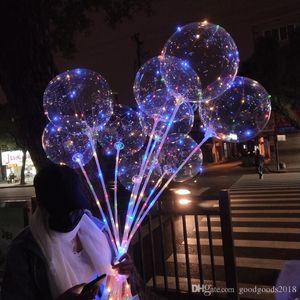 60PCS No Wrinkle Clear Bobo Balloon With 3M Led Strip Wire Luminous Led Balloons wedding Decoration birthday party Toy ST588