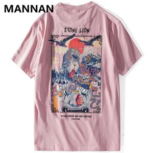 Chinese leeuw geprinte streetwear t shirts Mens Harajuku Hip Hop Casual Street T stukken mannelijke katoen t shirts tops1 heren t shirts