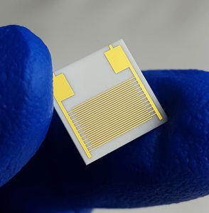 top popular 100 microns Interdigitated Gold Electrodes IDE Alumina Ceramic Gas Sensor Interdigital Capacitor Arrays DPC Thin Film (10mm-10mm) 2023