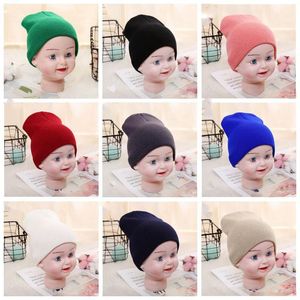 Baby Kinder Hüte Jungen Mädchen Caps Solide Bonbonfarben Kleinkind Baby Warme Weiche Häkeln Niedliche Mütze Mütze Beanie Mode Säugling Weihnachtsgeschenke TLZYQ735