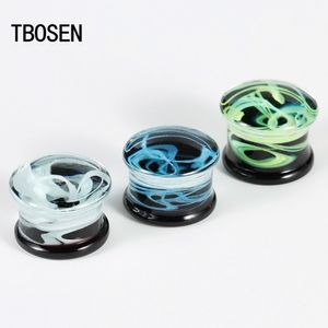 Neue körnige Stein Ohr Gagues Bahren Glas Piercing Ohrstecker Flesh Körperschmuck Ohrring Expander Mode Geschenk für Frauen Männer