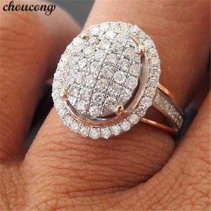 choucong Fashion Promise Finger Ring Rose Gold 925 Silver 5A cz Engagement Band Rings For Women Bridal Wedding Jewelry