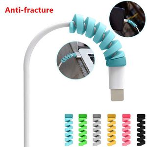 Colorful spiral data cable protector Applicable to mobile phone original charging cable anti-fracture protective cover saver Hot selling