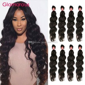 Glamorös Eurasian Hair Natural Wave Top Quality Human Hair Bundles Peruvian Indian Brazilian Virgin Hair Weaves för svarta kvinnor