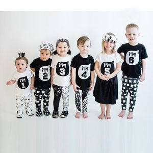 2019 Baby Boy Clothes Baby Girl Clothes Number Letter Print T shirt For Kids Summer T-shirts Toddler Birthday Tees Kids Boys Casual Tops