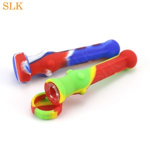 oil burner hand pipes 4.6 inch One Hitters Pipe Cigarette Holder Glass Silicone Smoking Pipe Silicone filters for tobacco dry herb 420