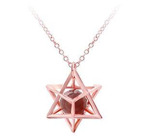 Sevenstonejewelry collana con pendente a forma di stella di anice in pietra di cristallo naturale traforata in oro stelle geometriche 3D con pietra naturale ne2809