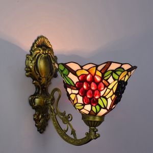 Tiffany Style Single Head Glass Wall Lamps Bar Club Aisle Balcony Wall Lighting American Coloured Grape Decoration TF064