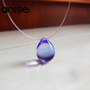 Female Fashion Glass Crystal Water Drop Necklace Mermaid's Tears Sea Sand Pendant Necklace For Women Jewelry