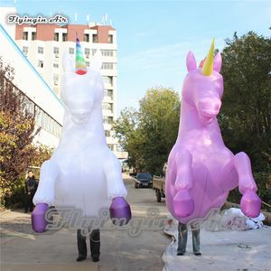 Desempenho de desfile Anda de caminhada, traje de unicórnio inflável Blow up mascote de animal para o evento