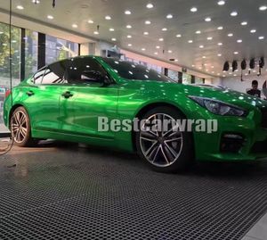 Ny Green Gloss Candy Metallic Vinyl Wrap Hela bil Wrap Foil med luftbubbla Free Low Tack Glue Initial 3M Kvalitet 1,52x20M/Roll (5x65ft