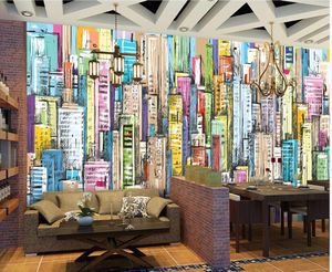 Özel 3D duvar kağıtları el boyalı şehir yağlı boya duvar kağıtları arka plan duvar dekorasyon resim