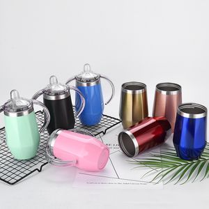 Garrafas de bebê diamante em forma de copos de sippy em aço inoxidável vácuo isolado frascos de leite recém-nascido garrafa de alimentação 8 cores cca11761 10 pcs