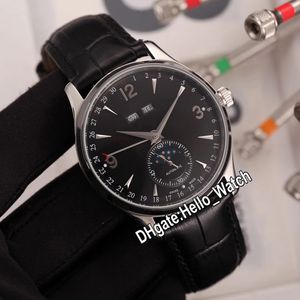 New Master Control Perpetual Calendar Q143847a 143847a Moon Phase Automatic Mens Watch Steel Case Black Dial Leather Watches Hello_Watch