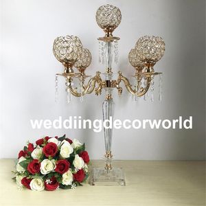 novo estilo Acrílico castiçal flor Luxo estande com tabela do casamento de Cristal Pingentes Casamento Candlestick Centerpieces Início Decor59