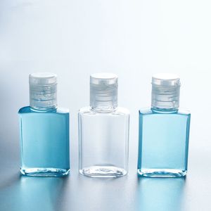15ml Mini purificador de mão garrafa de plástico de PET com forma quadrada tampa flip top para a loção líquido desinfectante Composição