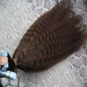 Лента в человеческих наращиваниях волос Crarse Yaki 100G kinky прямой реми Европейская кожа утка 100% наращивание человеческих волос