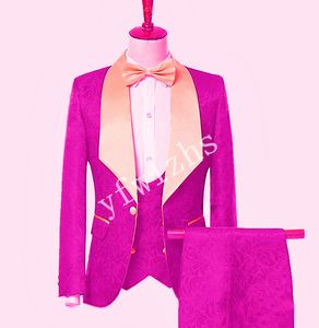Bonito One Button Groomsmen xaile lapela noivo smoking Homens ternos de casamento / Prom / Jantar melhor homem Blazer (jaqueta + calça + gravata + Vest) W161