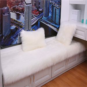 Plush Soft Sheepskin Bedroom Carpet Imitation Wool Pad Long Hair Bedside Mat Sofa Cushion White Rugs Living Room Fur Carpets