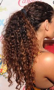 Lose lockige menschliche Pferdeschwanz-Clip-in-braunes Haar malaysisches reines Haar wickeln um Pferdeschwanz-Haarverlängerungen für modische Frauen Wang