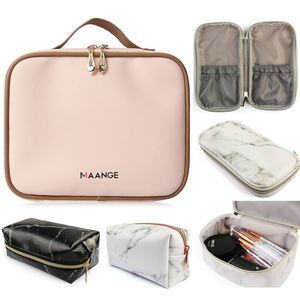 MAANGE Makeup Organizer Storage Bag Marble Pink Women Professional Make Up Brushes Cases Travel Multifunction Cosmetic Bags Tools Kit