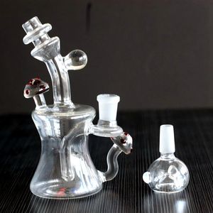 7" Mini Bubbler Bong Hookahs Glass Ash Catcher Inline Mustroom Beaker Percolator Water Pipe Oil Rig Bong Quality 14.4MM Joint