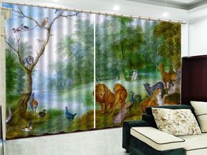 Promotion HD Digital Print Curtain Fantasy Forest Djur Big Party Anpassad Nöjdhet Blackout 3D Gardiner