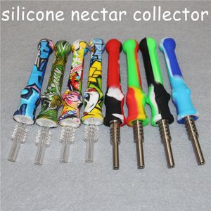 DHL Silicone Hookahs Pipwith Titânio Dica Dab Stray Petróleo Rigs Silicon Smoke Tubulações Tubos de Vidro Acessórios para fumar