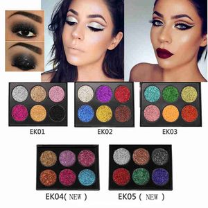 NEW POPFEEL 6 Color Makeup Glitter Eyeshadow Palette Metallic Makeup Palette Waterproof Brighten Eye Glow Shimmer Pigments Cosmetics