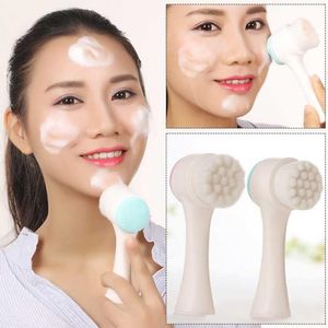 ABS Soft Hår Långt Handtag Facial Clean Borste Skin Cleaner Facial Deep Cleansing Brush Face Pore Care Cleaner Body Bath Borste Wash Pore Tools