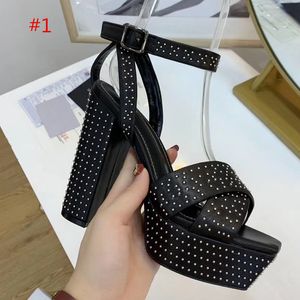 Fashionable and high quality new bridal shoes New designer Tribute Patent Soft Leather Platform Sandals high heel stiletto sandals T-strap L