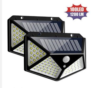 Indução de corpo humano de quatro lados Luz de energia solar 3 modos 120 graus de movimento de movimento ângulo lâmpada de parede à prova d'água Lâmpadas de jardim exterior 2pcs