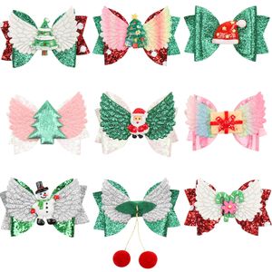 3 cal Boże Narodzenie Glitter Włosów Klinki Do Włosów Klipy Wings Polka Dot Druku Drukuj Boże Narodzenie Drzewo Santa Claus Skarpetki Akcesoria Boutique Hairpins M829