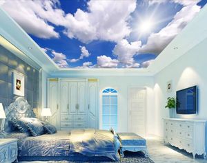 3D Custom Moderno Papel de Parede Mural PaintingBeautiful Céu Azul Branco Nuvens, Céu Para Sala de estar Quarto Televisão Fundo Decoração de Casa