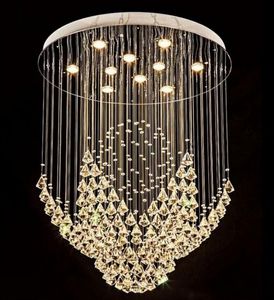 new large modern crystal Ceiling Lights living room lamp flush mount LED light hotel Stair long chandelier D600mm D800mm Round Shape MYY